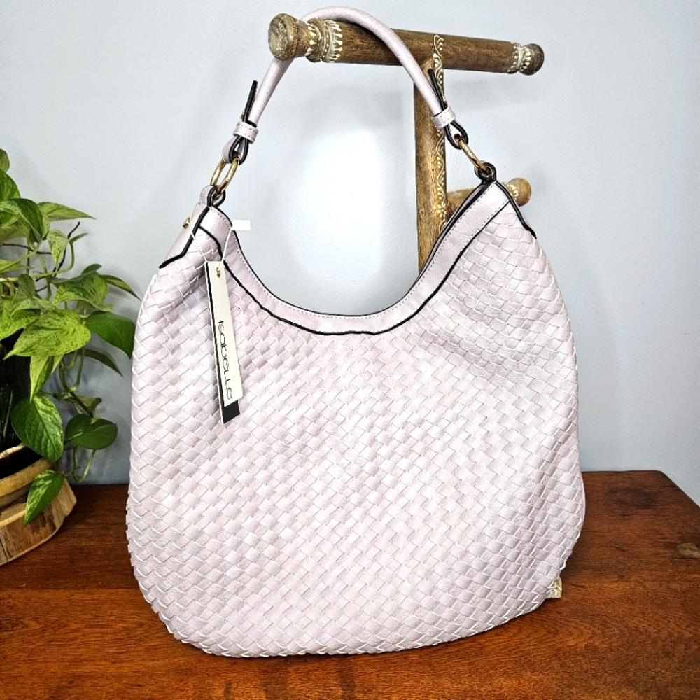 Isabelle Vegan Leather Woven Lavender Purse New